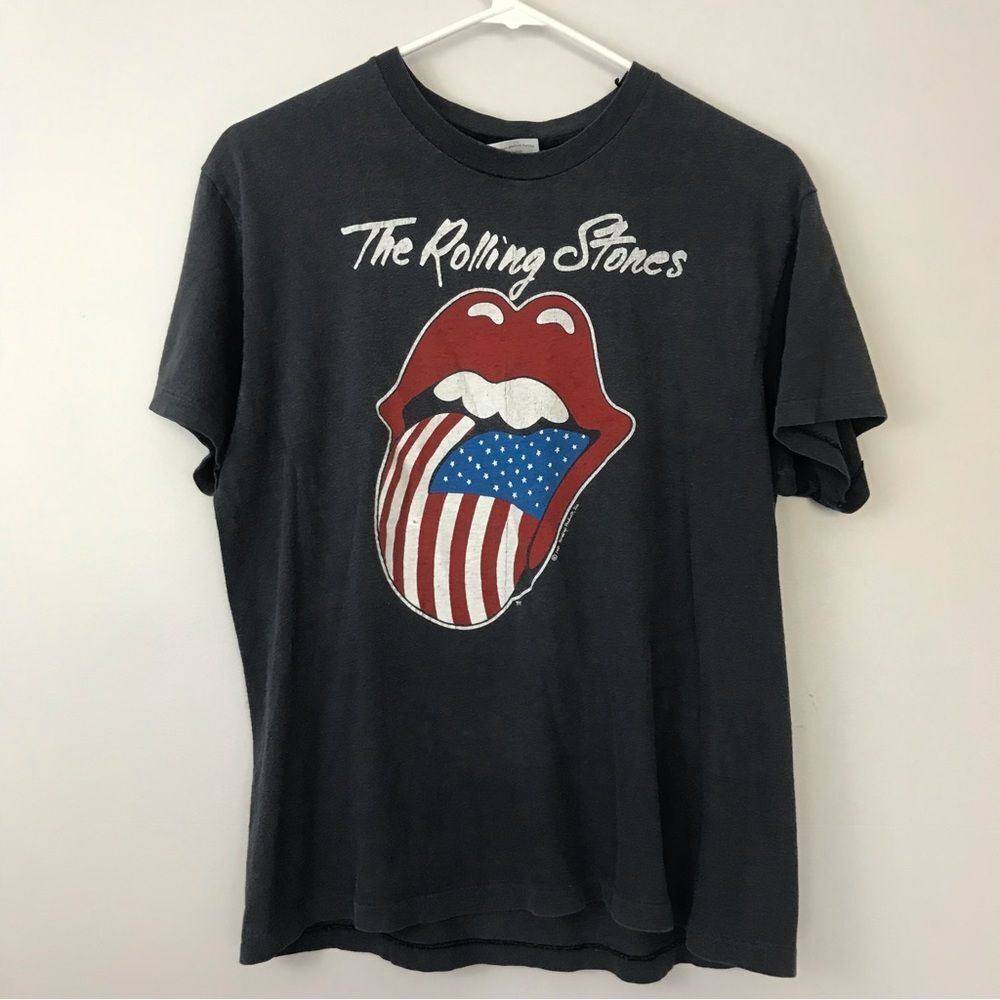 Original Vintage The Rolling Stones 1981 Tour Concert Tshirt Sz Large Unisex Top